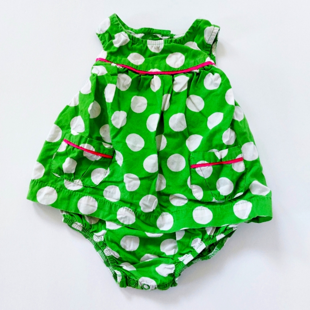 Green Polka Dot Woven‎ Romper/Dress size 12 months Carter's